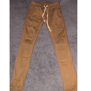 Pocketed Drawstring Slit Knee Cargo Pants